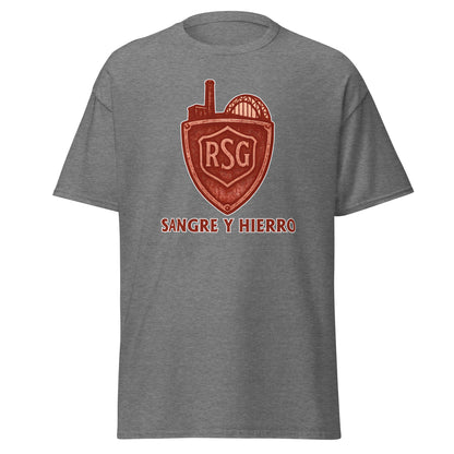 Camiseta Sporting Gijón gris equipo fútbol Sangre y Hierro front