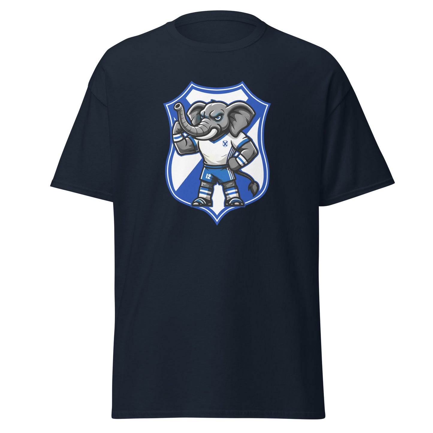 Camiseta Tenerife navy equipo fútbol Elio elefante escudo front