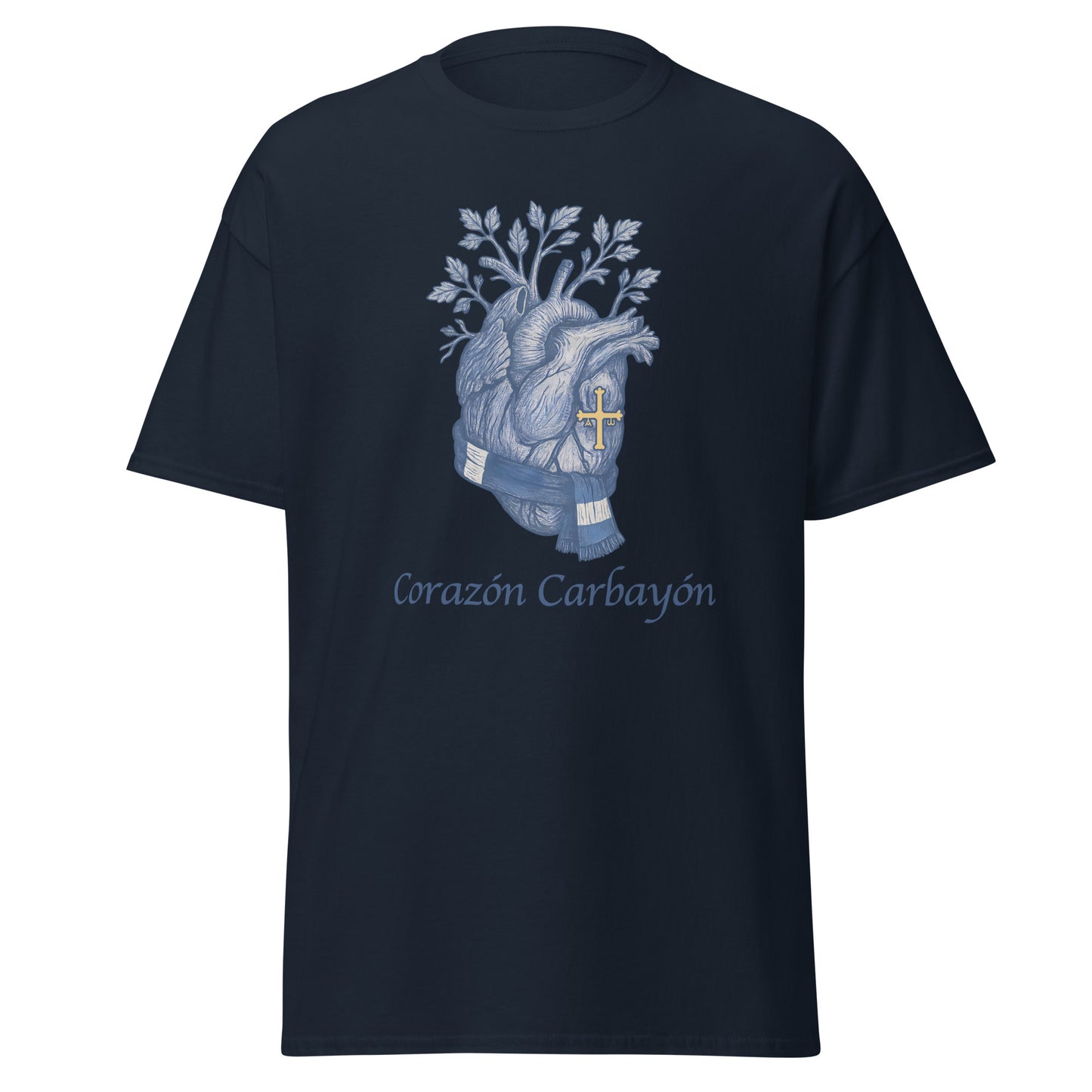 Camiseta Oviedo navy equipo fútbol Corazón Carbayón con imagen corazón front