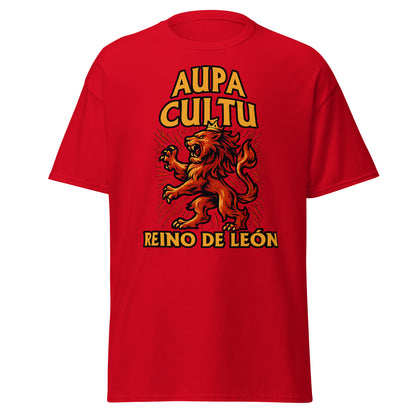 Camiseta Cultural Leonesa roja equipo fútbol Aupa Cultu con imagen león front