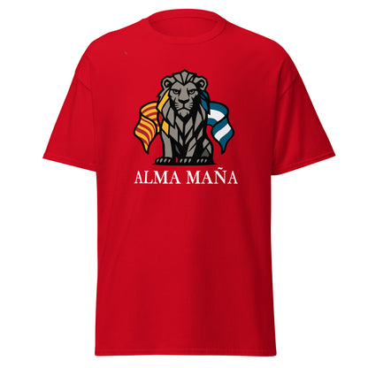 Camiseta Zaragoza roja equipo fútbol Alma Maña con imagen león front