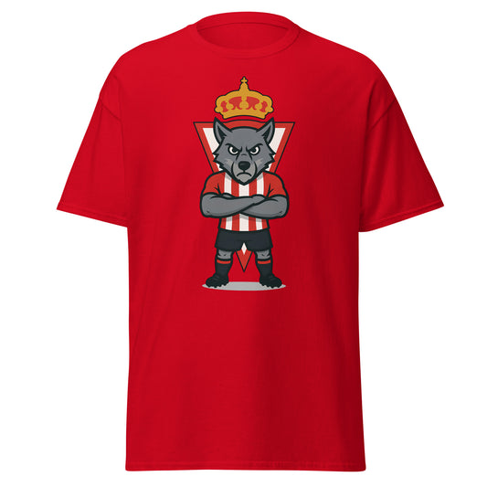 Camiseta Sporting Gijón roja equipo fútbol imagen Lobo front