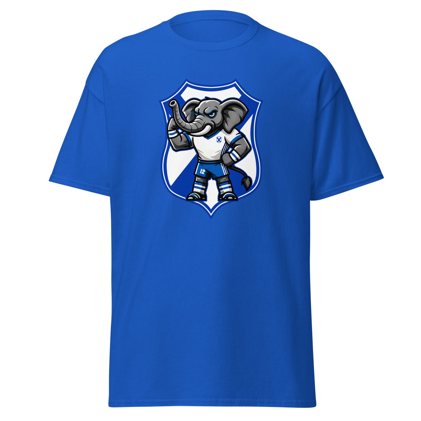 Camiseta Tenerife azul equipo fútbol Elio elefante escudo front