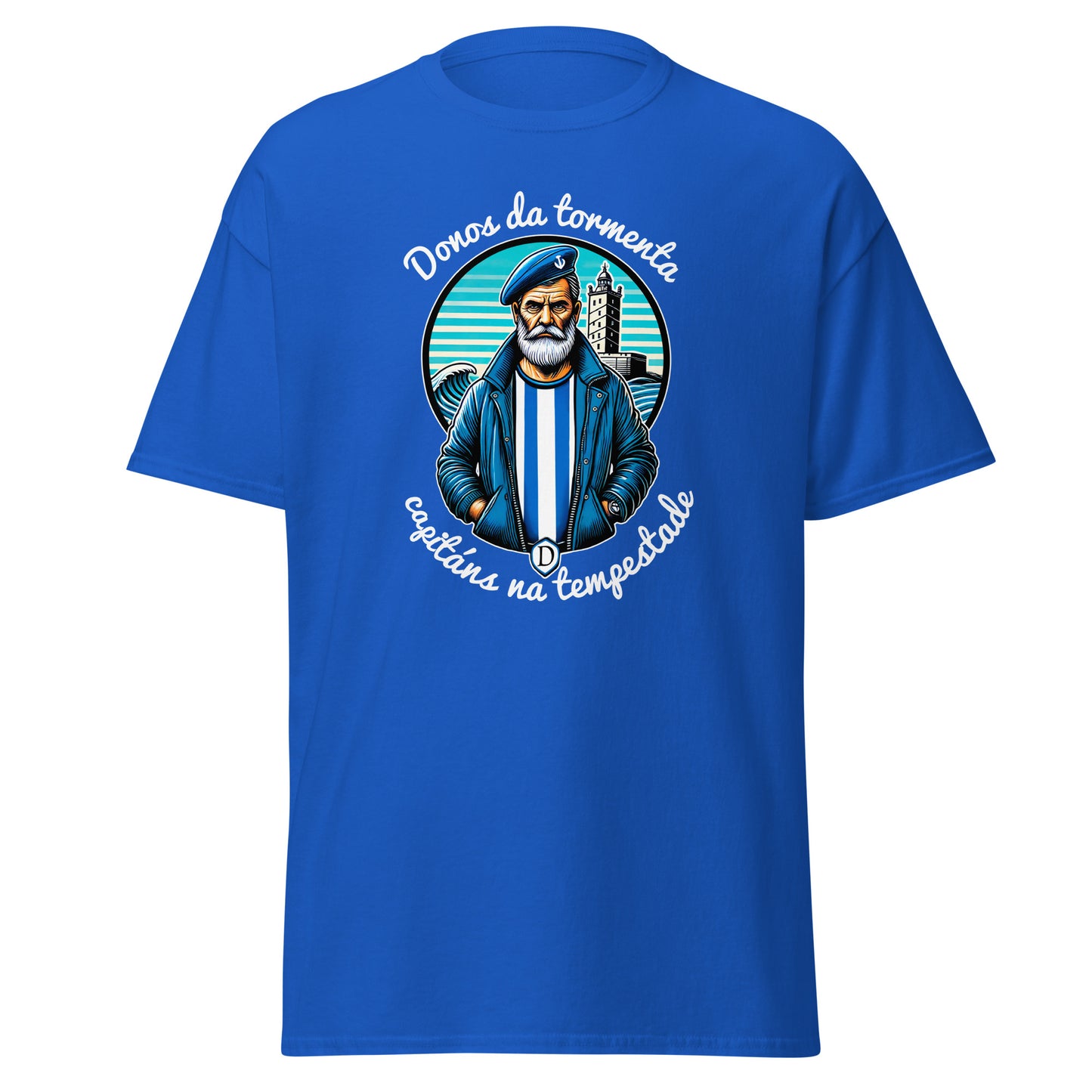 Camiseta Deportivo Coruña azul equipo fútbol Donos da Tempestade con imagen marinero front