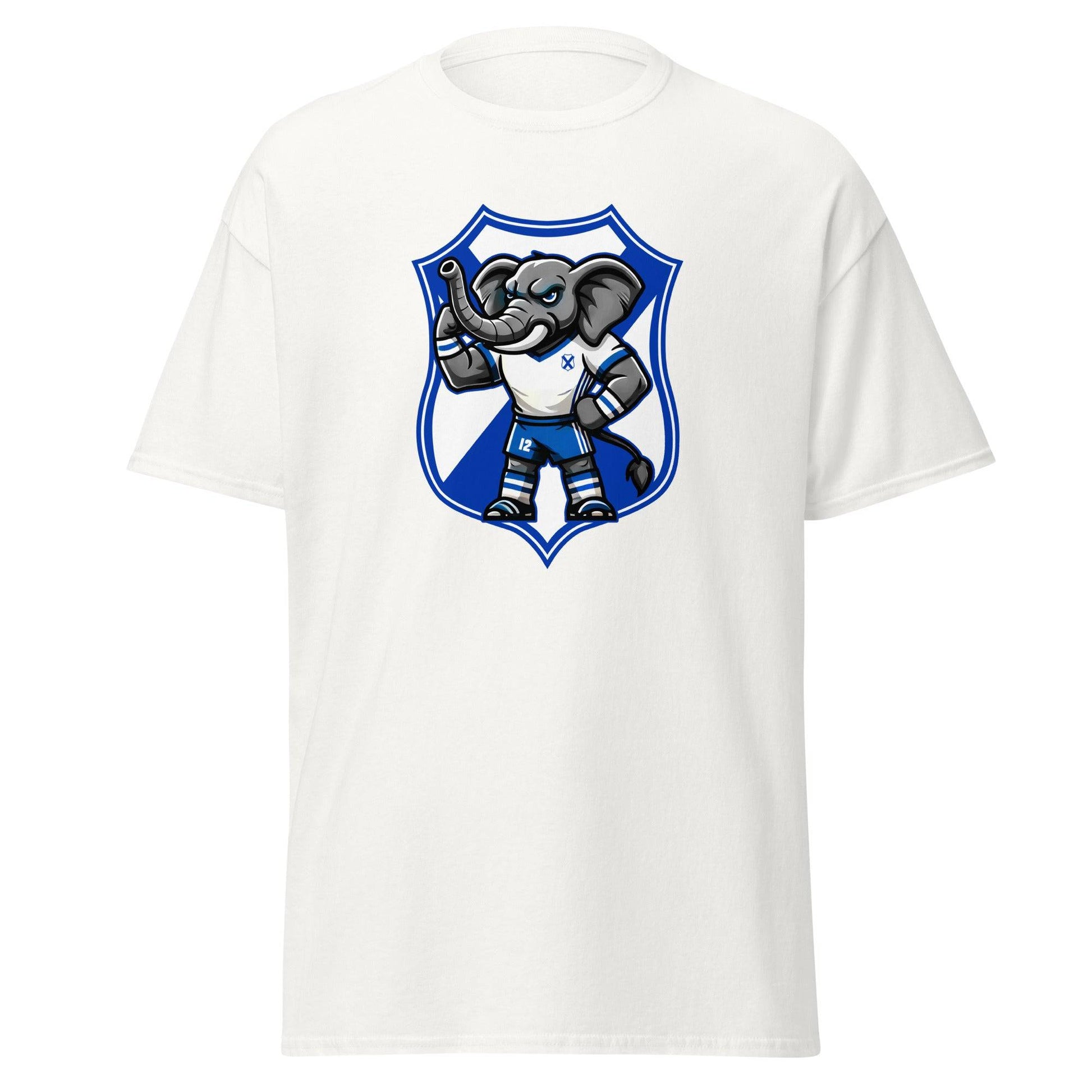 Camiseta Tenerife blanca equipo fútbol Elio elefante escudo front