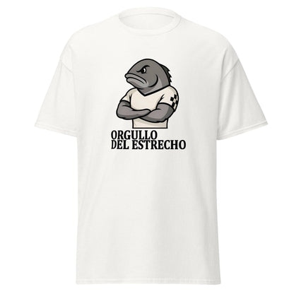 Camiseta Ceuta blanca equipo fútbol Orgullo del estrecho con imagen caballa front