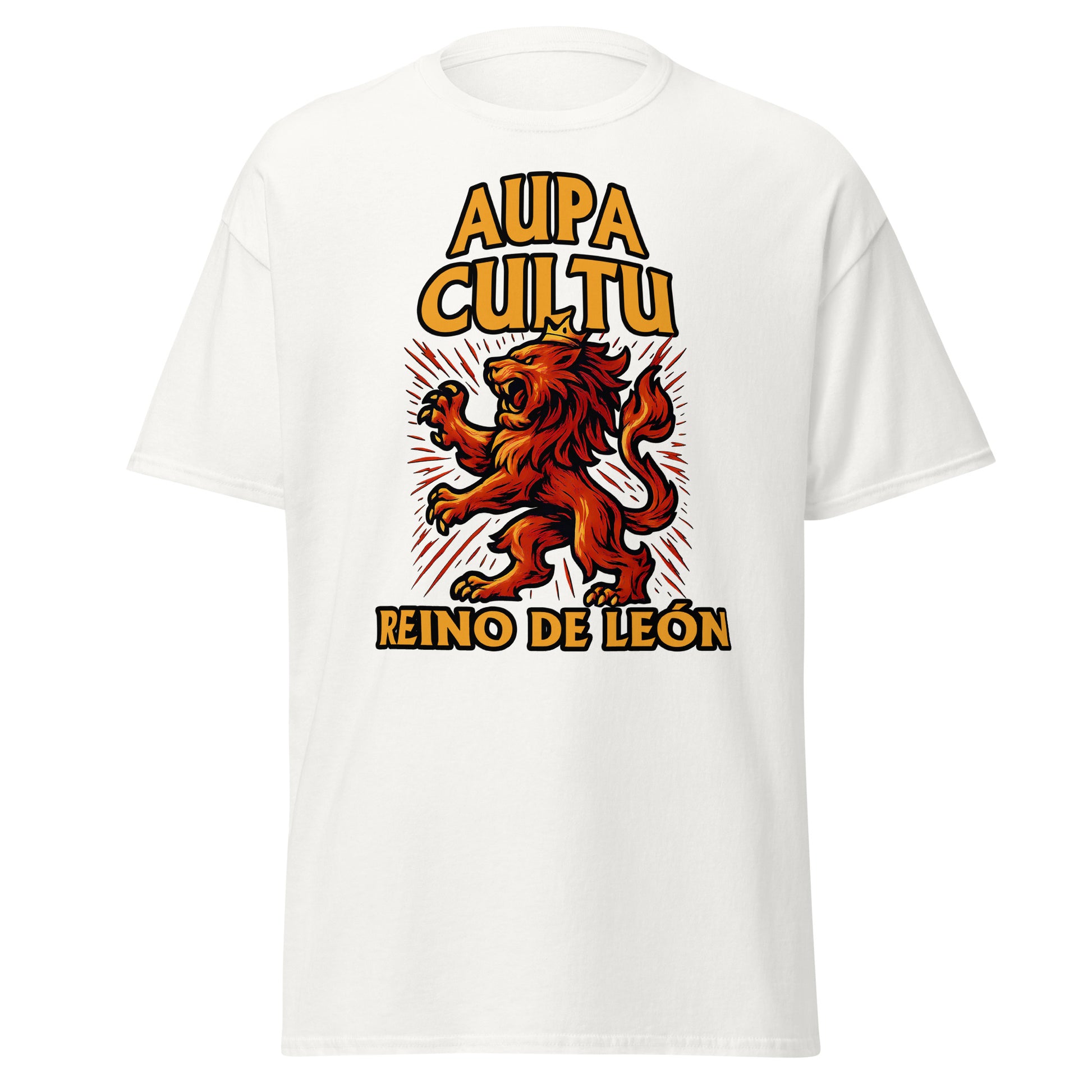 Camiseta Cultural Leonesa blanca equipo fútbol Aupa Cultu con imagen león front
