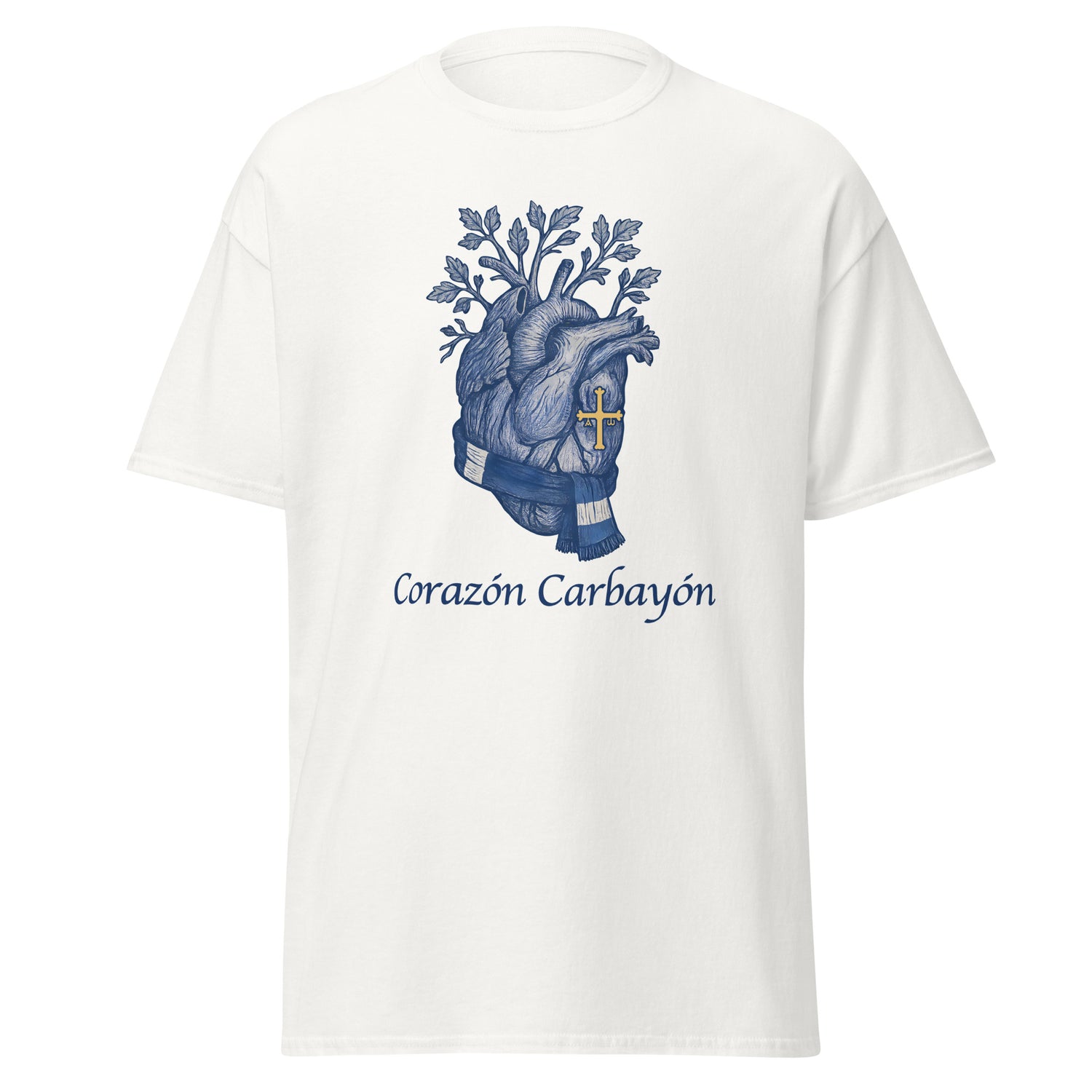 Camiseta Oviedo blanca equipo fútbol Corazón Carbayón con imagen corazón front