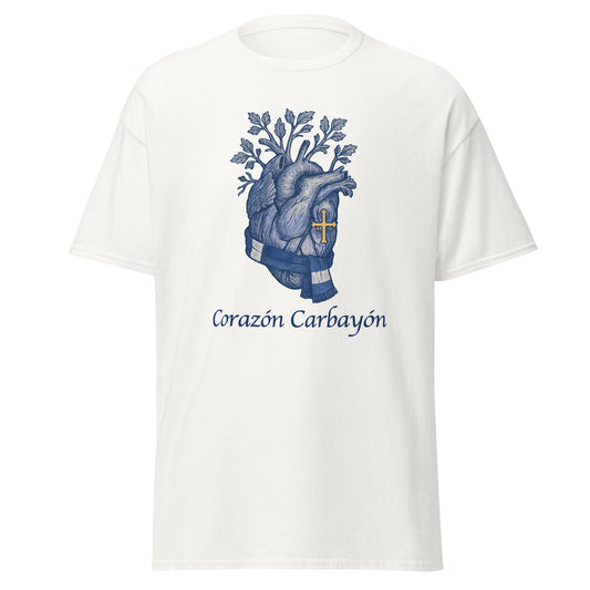 Camiseta Oviedo blanca equipo fútbol Corazón Carbayón con imagen corazón front