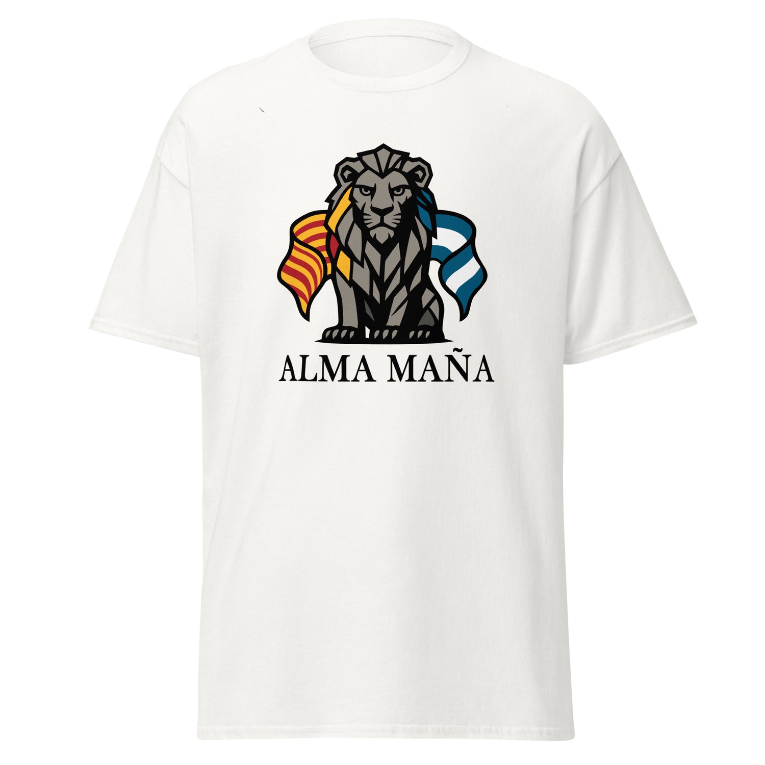 Camiseta Zaragoza blanca equipo fútbol Alma Maña con imagen león front