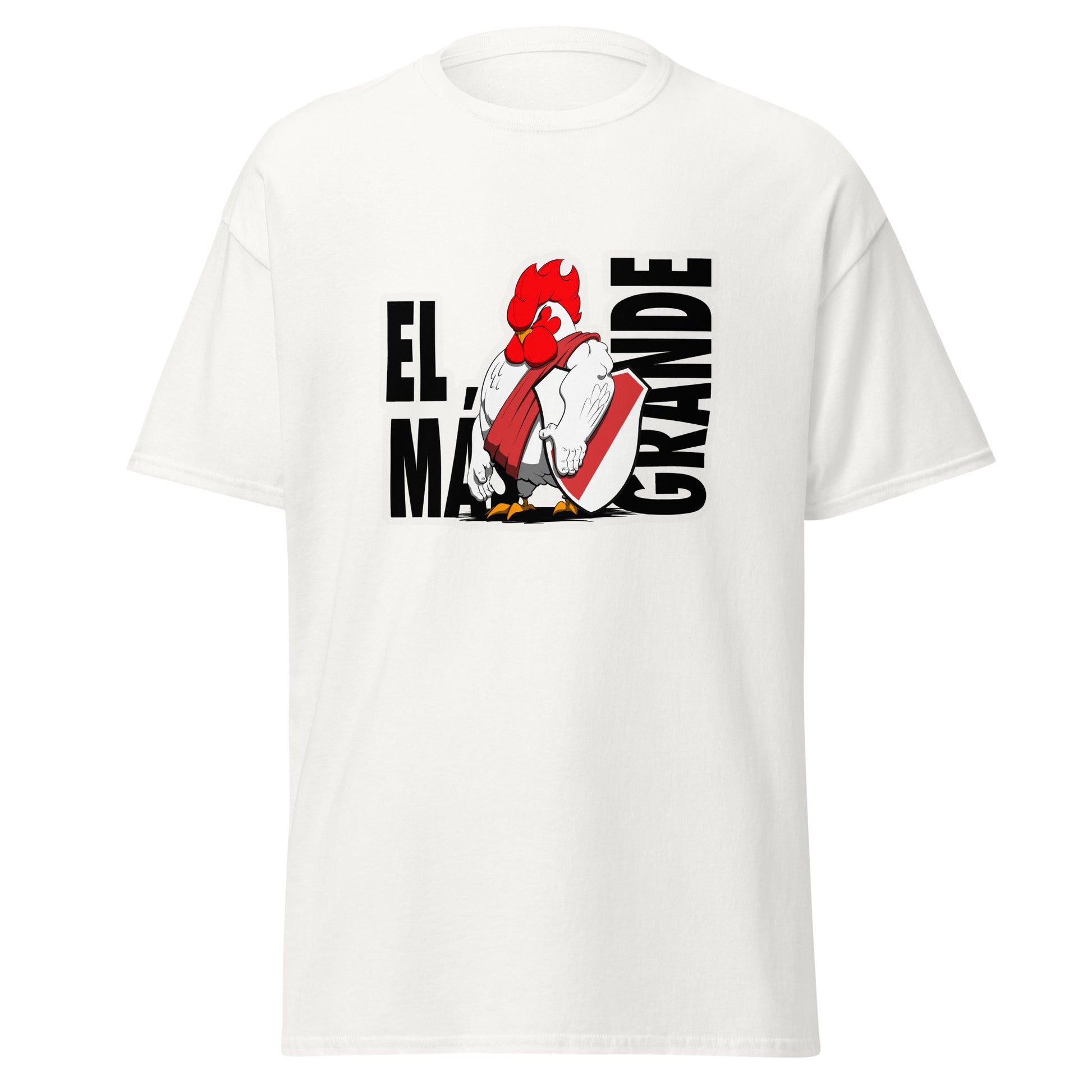 Camiseta River Plate blanca equipo fútbol El Más Granse con imagen gallina front