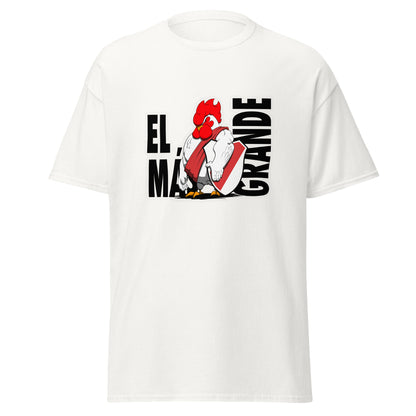 Camiseta River Plate blanca equipo fútbol El Más Granse con imagen gallina front