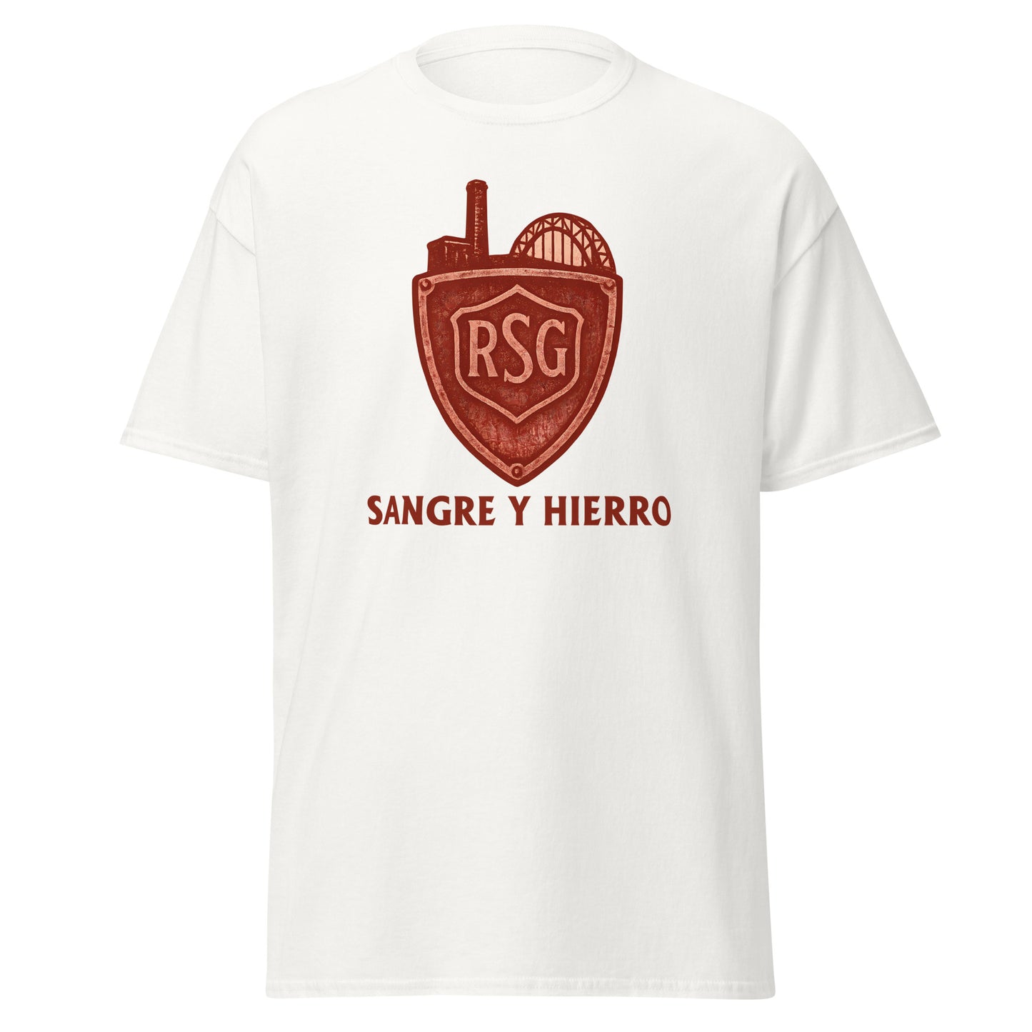 Camiseta Sporting Gijón blanca equipo fútbol Sangre y Hierro front