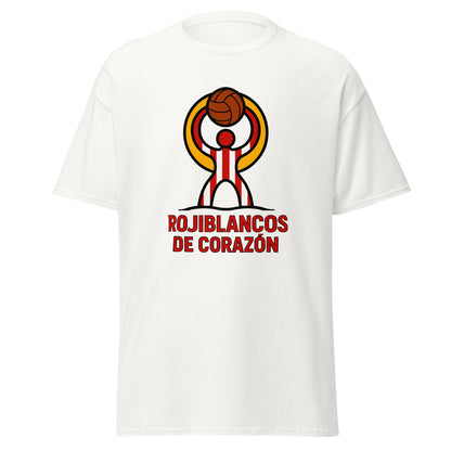Camiseta Almería blanca equipo fútbol Rojiblancos de Corazón front