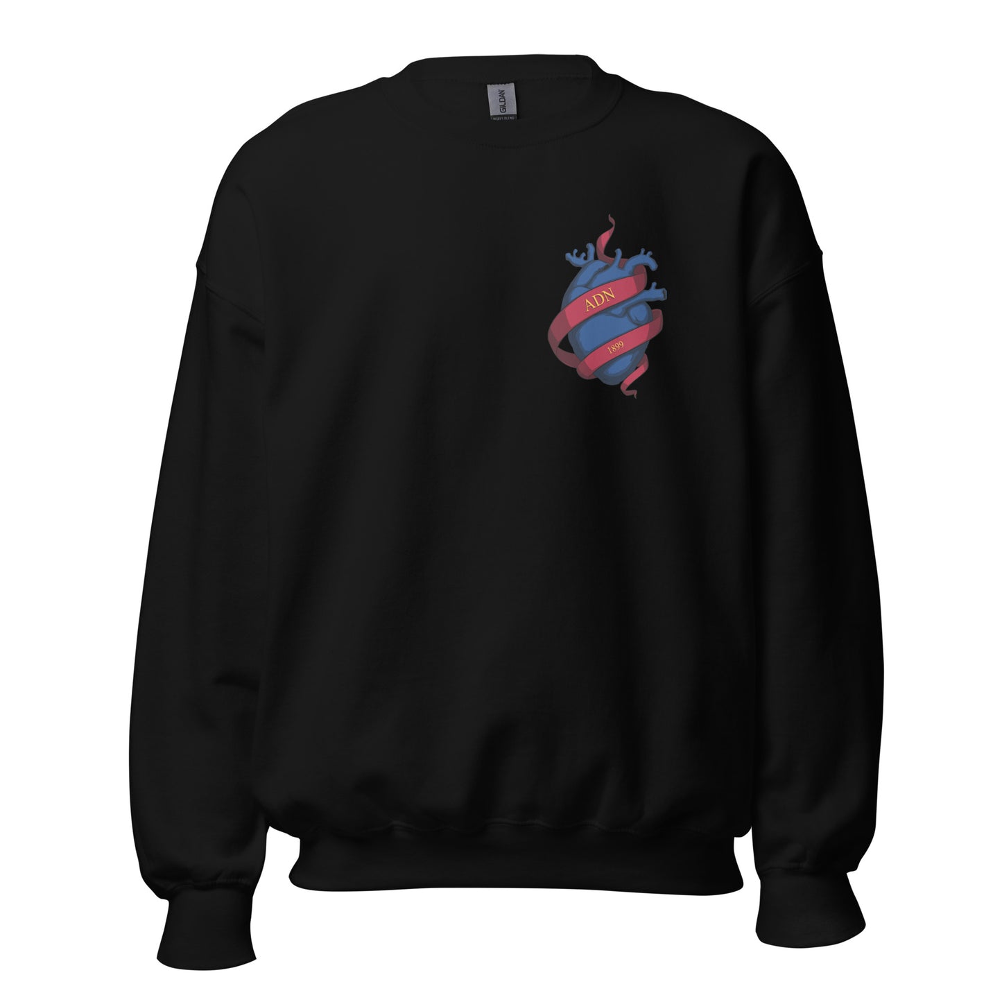 Sudadera negra FC Barcelona equipo fútbol ADN Cor blau front