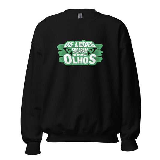 Sudadera negra Sporting Portugal equipo fútbol Os Leoes Encaram Os Olhos front