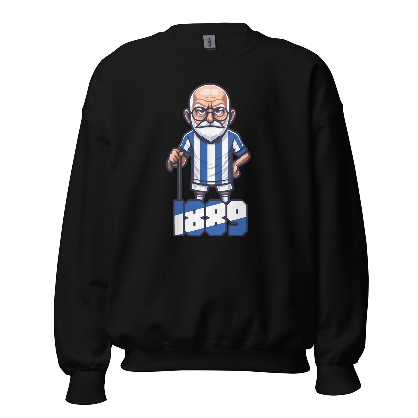 Sudadera Recreativo Huelva negra equipo fútbol imagen Anciano front