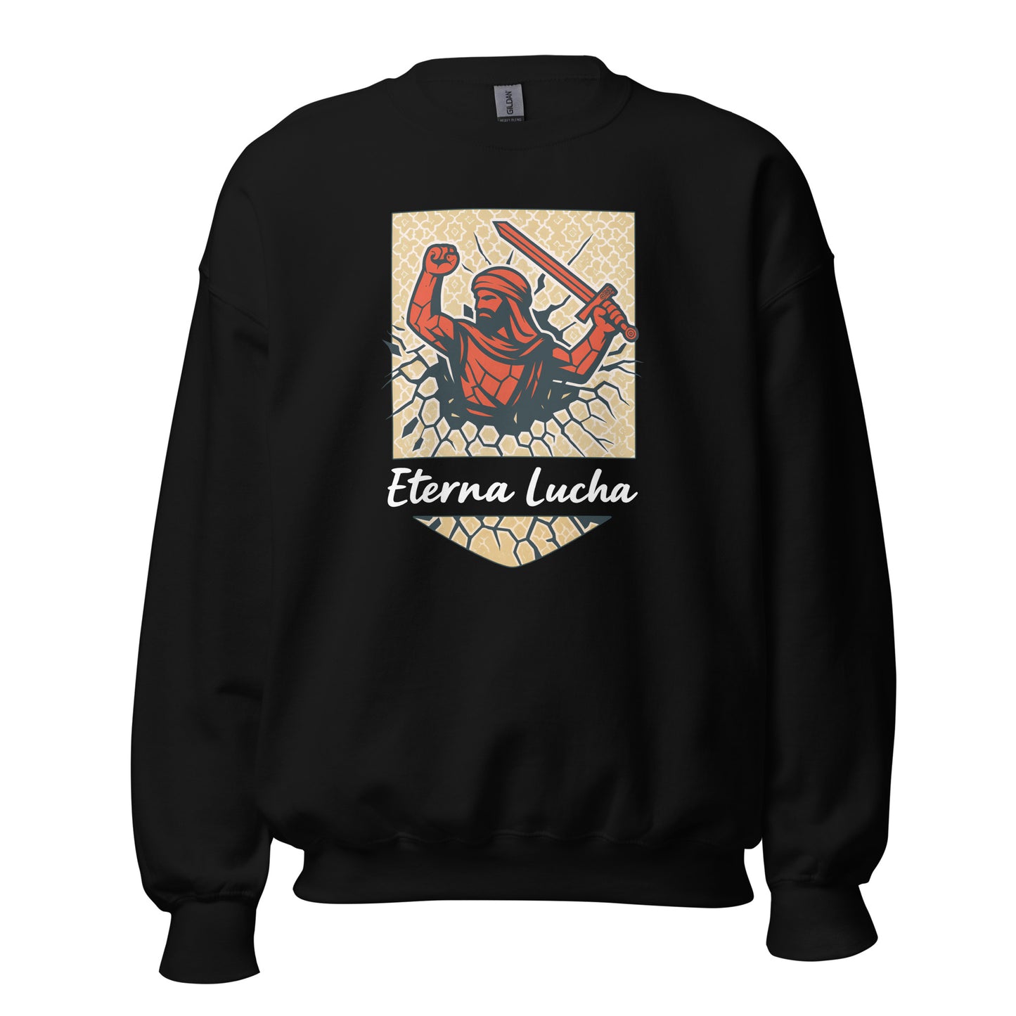 Sudadera Granada negra equipo fútbol Eterna Lucha con imagen guerrero nazarí front