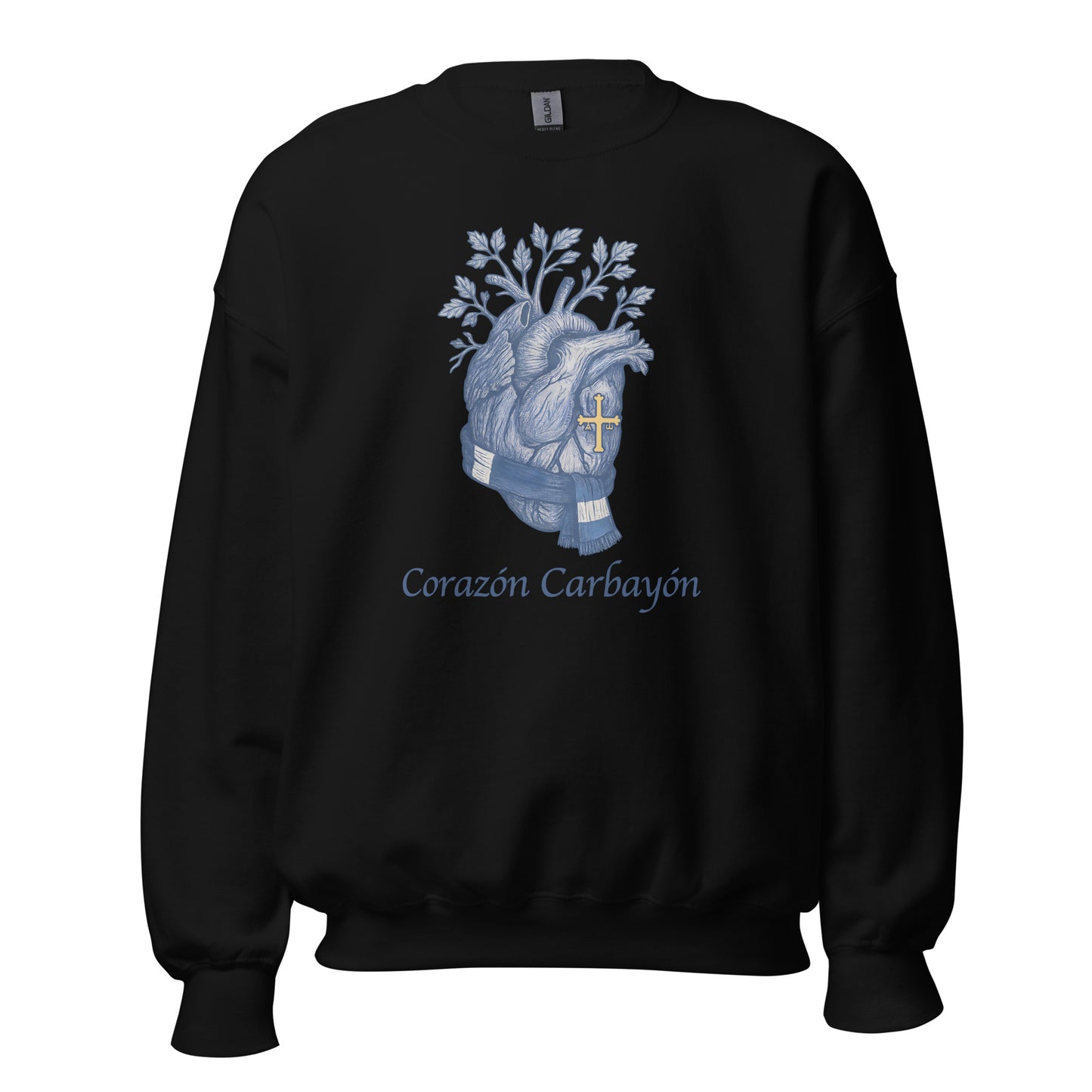 Sudadera Oviedo negra equipo fútbol Corazón Carbayón con imagen corazón front