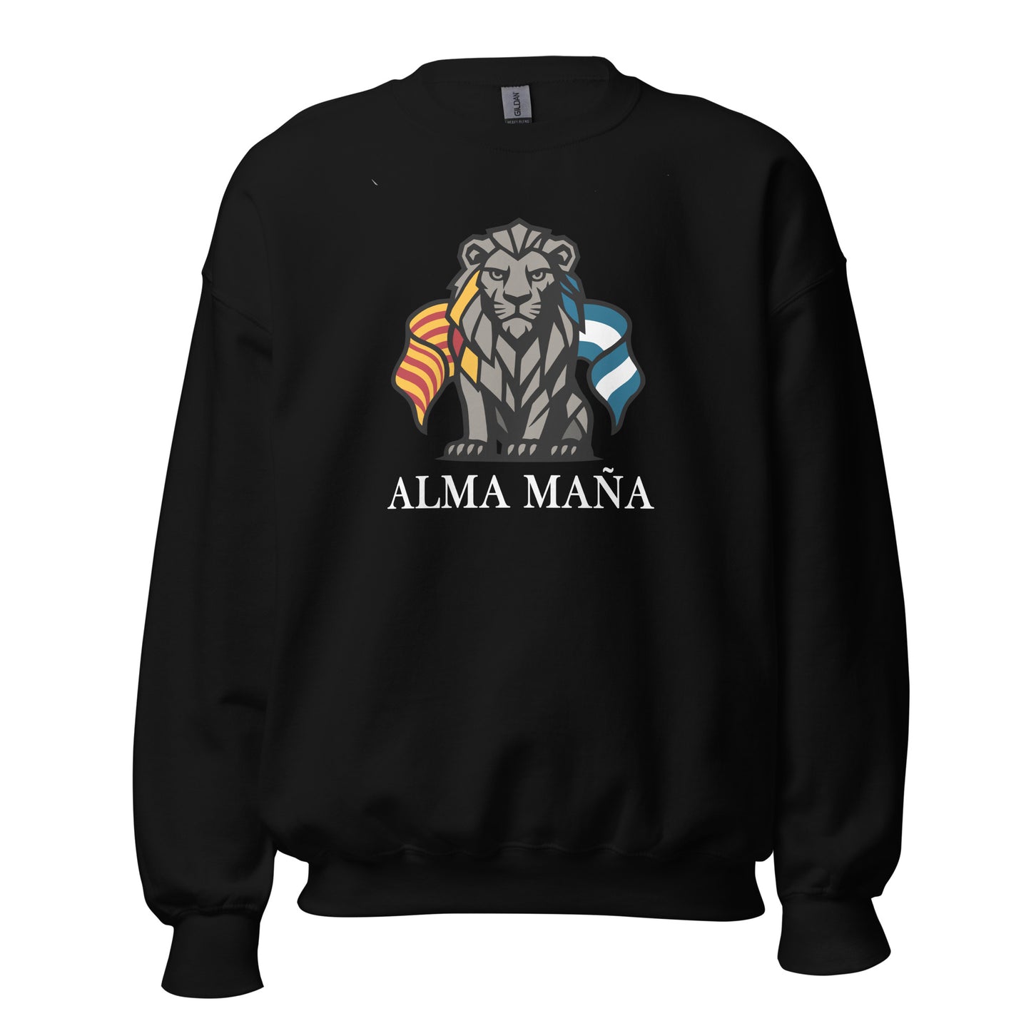 Sudadera Zaragoza negra equipo fútbol Alma Maña con imagen león front