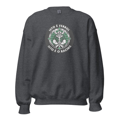 Sudadera gris Racing Ferrol equipo fútbol Isto é Racing Isto é Ferrol front