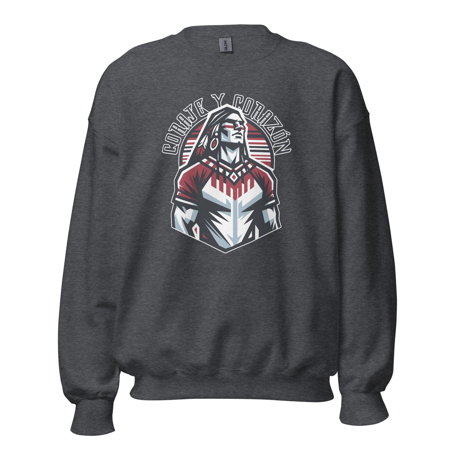 Sudadera gris Atlético Madrid equipo fútbol Coraje y Corazón con indio front