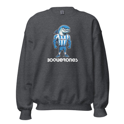 Sudadera Málaga gris equipo fútbol Boquerones con boquerón front