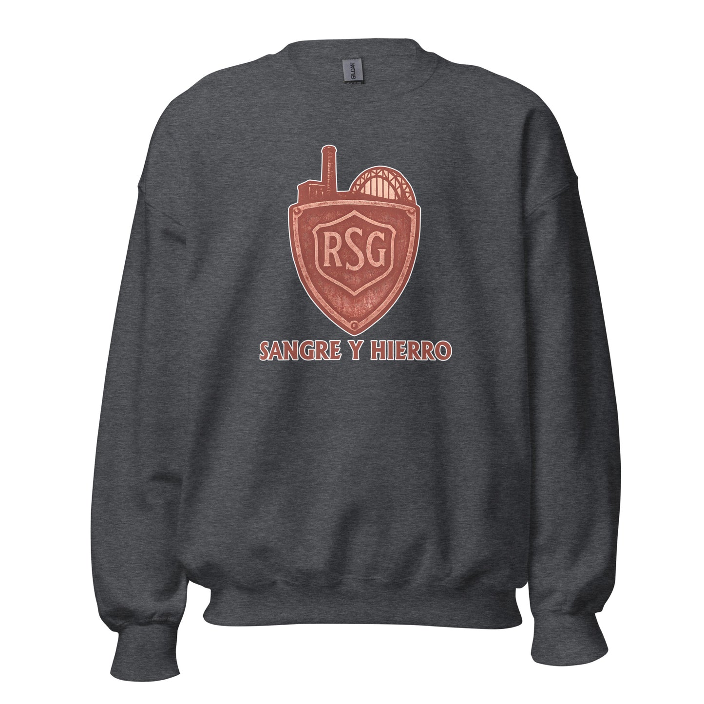 Sudadera Sporting Gijón gris equipo fútbol Sangre y Hierro front