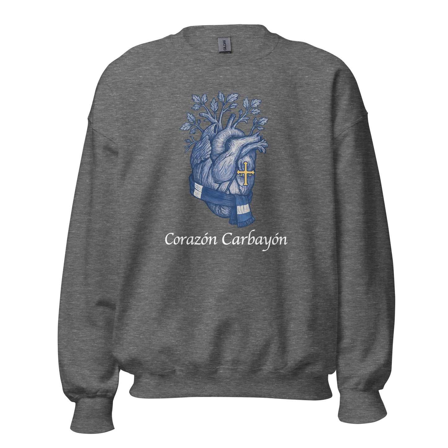 Sudadera Oviedo gris equipo fútbol Corazón Carbayón con imagen corazón front
