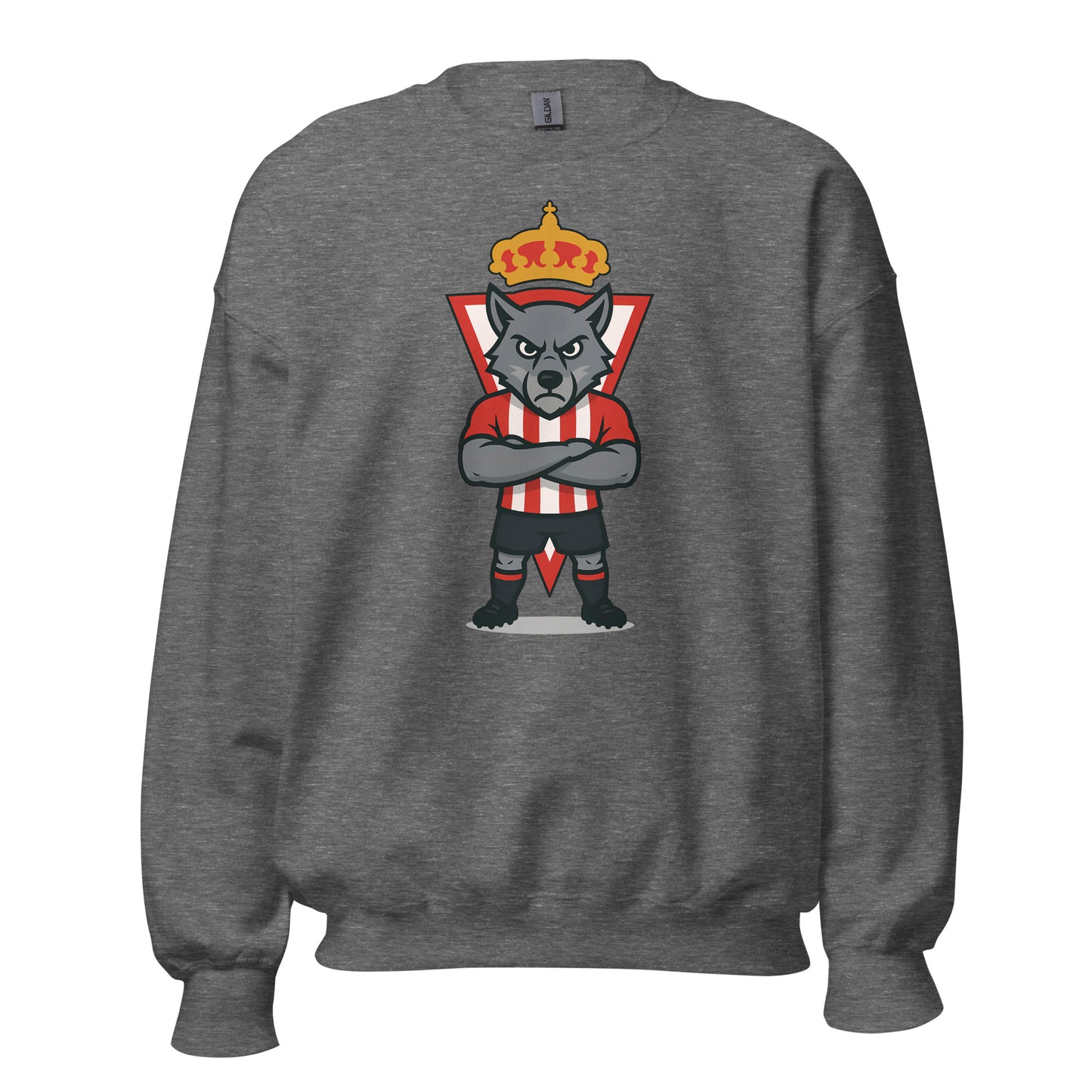Sudadera Sporting Gijón gris equipo fútbol imagen Lobo front