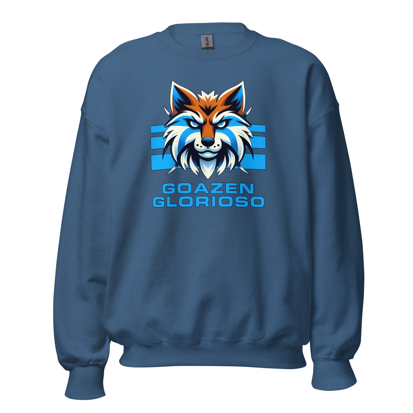 Sudadera azul añil Deportivo Alavés equipo fútbol Goazen Glorioso con zorro front