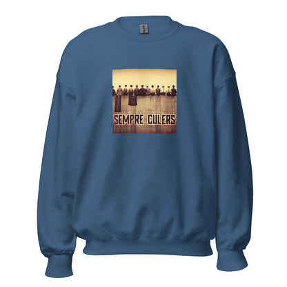 Sudadera Barcelona azul añil Sempre Culers Campo Les Corts front