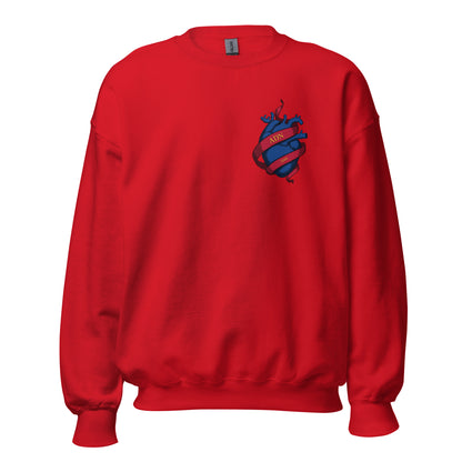 Sudadera roja FC Barcelona equipo fútbol ADN Cor blau front