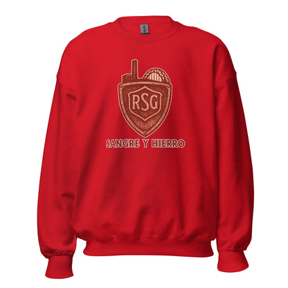 Sudadera Sporting Gijón roja equipo fútbol Sangre y Hierro front