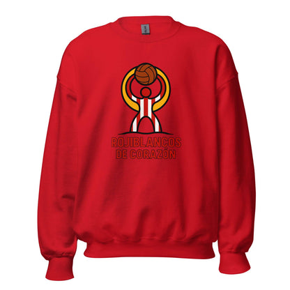 Sudadera Almería roja equipo fútbol Rojiblancos de Corazón front