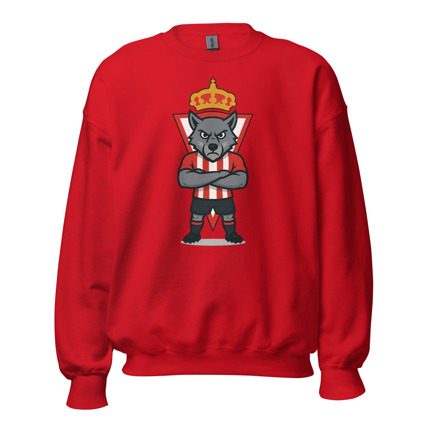 Sudadera Sporting Gijón roja equipo fútbol imagen Lobo front
