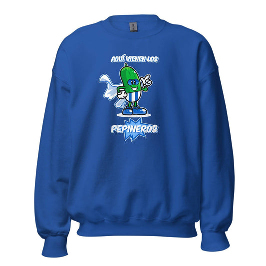 Sudadera Leganés equipo fútbol azul Aquí vienen los pepineros con pepino front