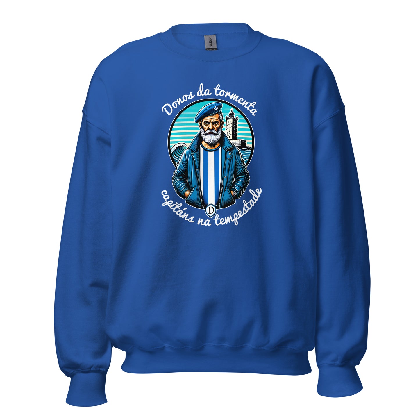 Sudadera Deportivo Coruña azul equipo fútbol Donos da Tempestade con imagen marinero front