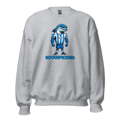 Sudadera Málaga gris clar equipo fútbol Boquerones con boquerón front