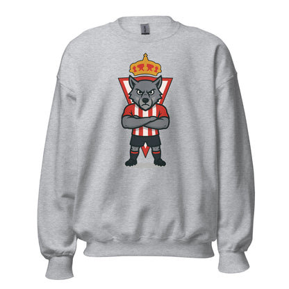 Sudadera Sporting Gijón gris claro equipo fútbol imagen Lobo front