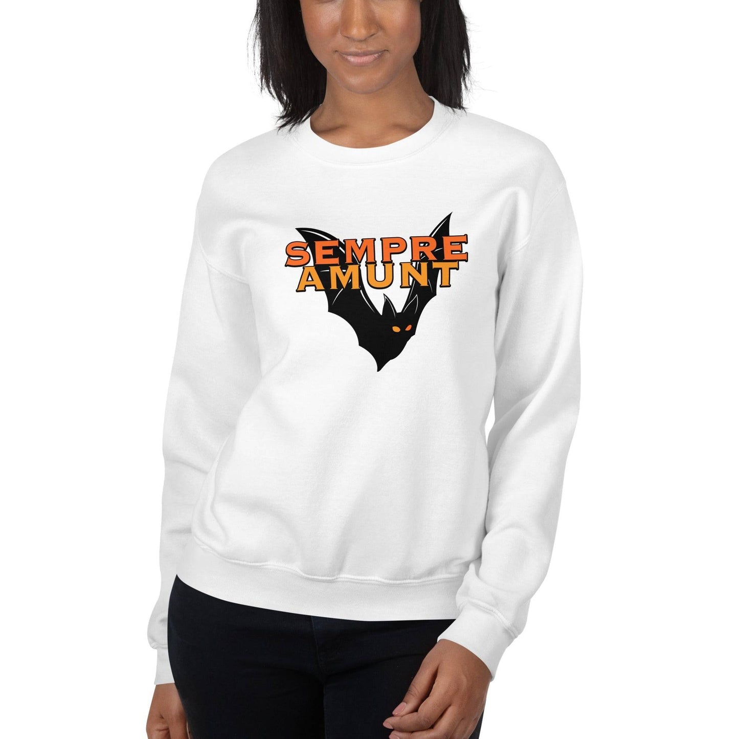 Sudadera blanca Valencia equipo fútbol Sempre Amunt murciélago front