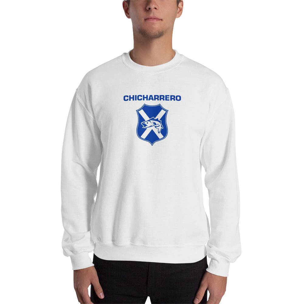 Sudadera blanca Tenerife equipo fútbol Chicharrero pez chicharro escudo front