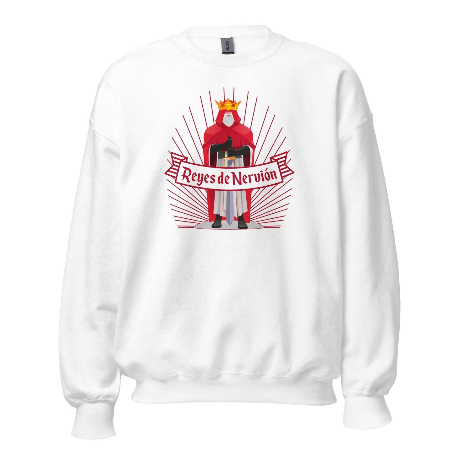 Sudadera blanca Sevilla equipo fútbol Reyes del Nervión front