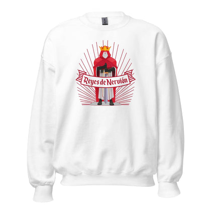 Sudadera blanca Sevilla equipo fútbol Reyes del Nervión front