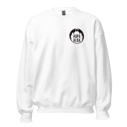 Sudadera blanca Albacete equipo fútbol Aupa Alba Murciélago front