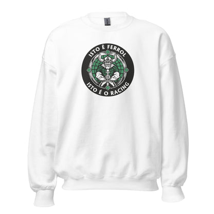 Sudadera blanca Racing Ferrol equipo fútbol Isto é Racing Isto é Ferrol front