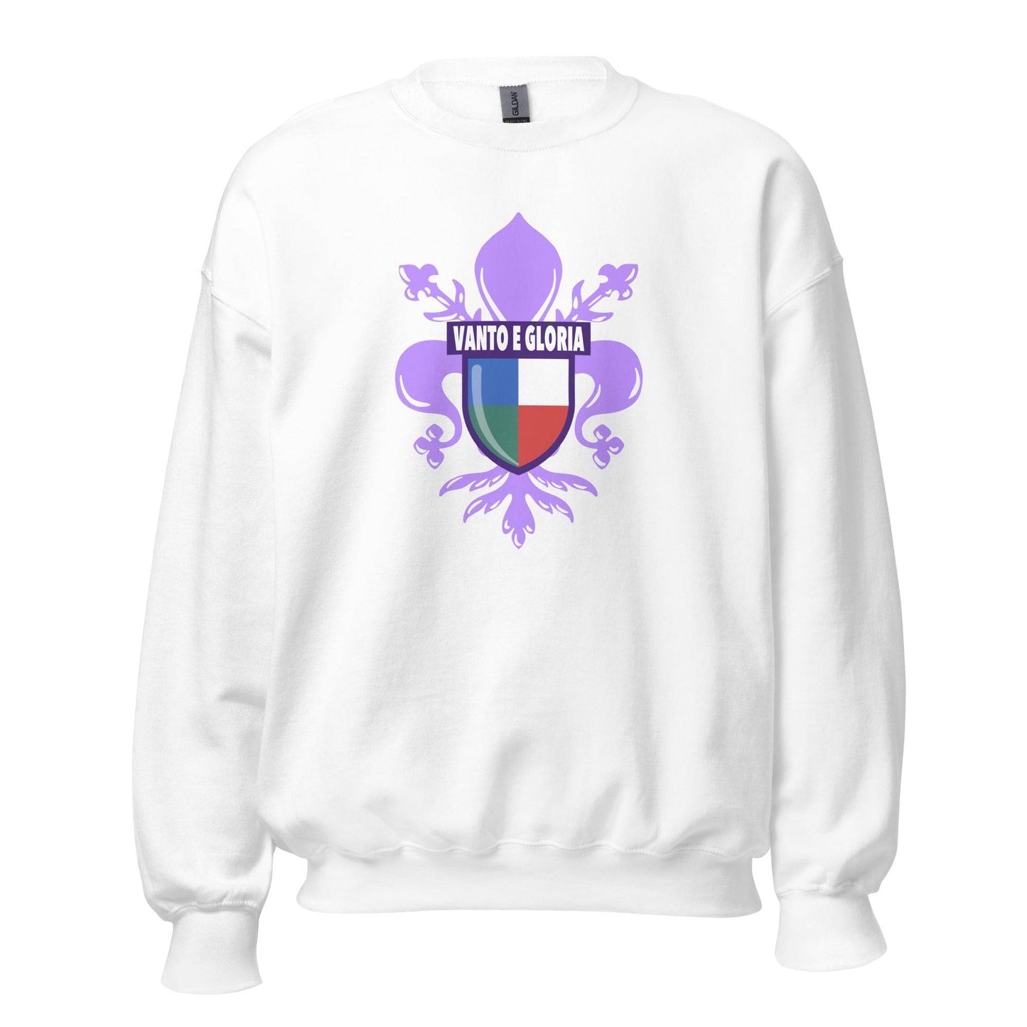 Sudadera blanca Fiorentina equipo fútbol Vanto e Gloria giglio front