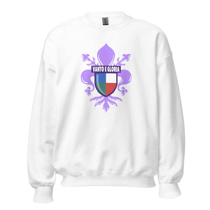 Sudadera blanca Fiorentina equipo fútbol Vanto e Gloria giglio front