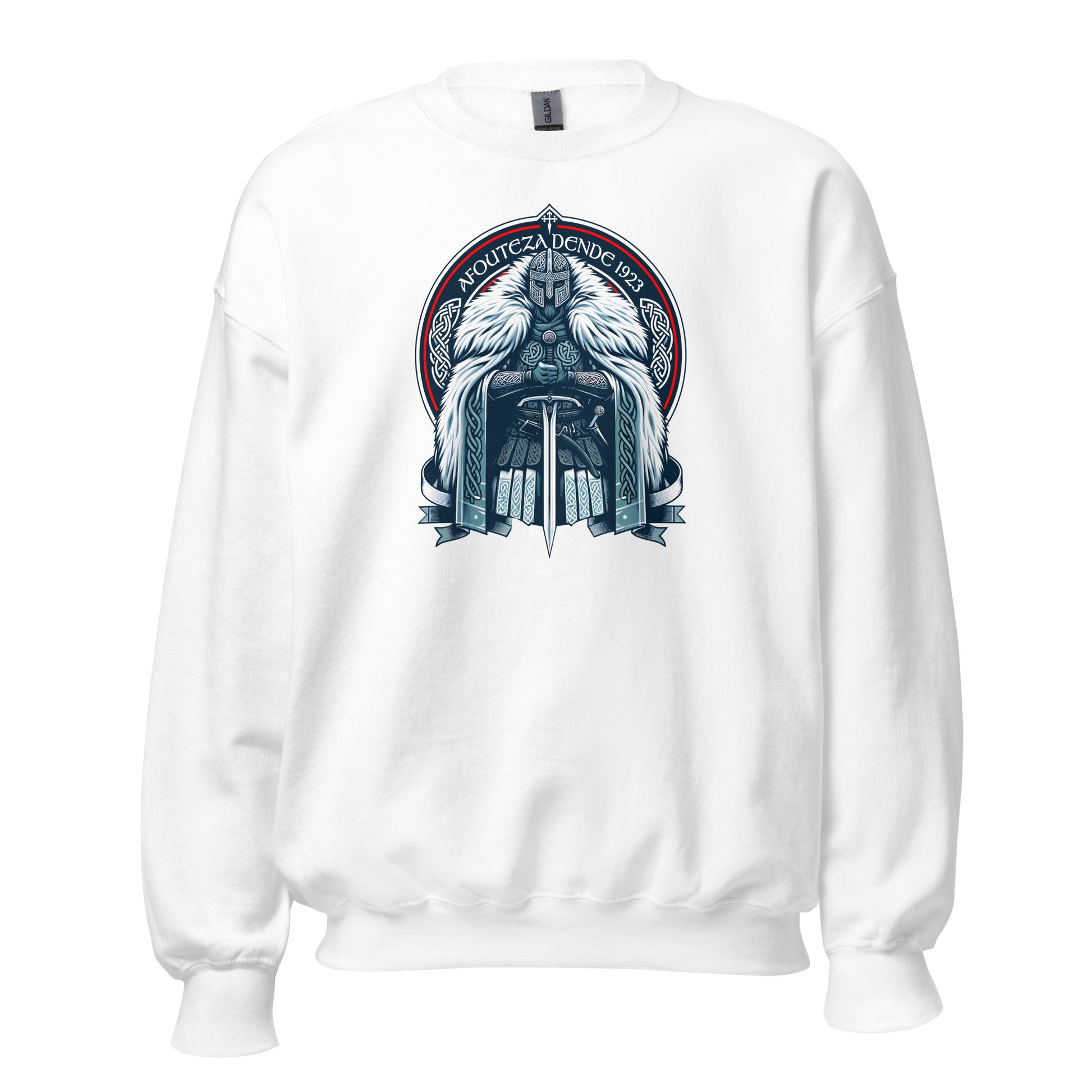 Sudadera blanca Celta equipo fútbol Afouteza Dende 1923 con guerrero celta front