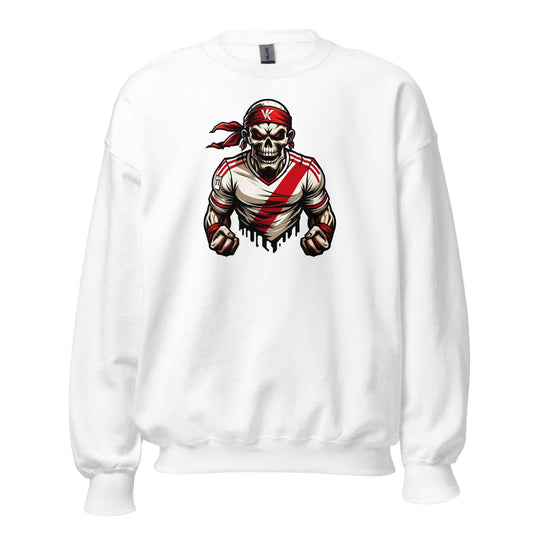 Sudadera Rayo Vallecano blanca equipo fútbol VK con calavera front